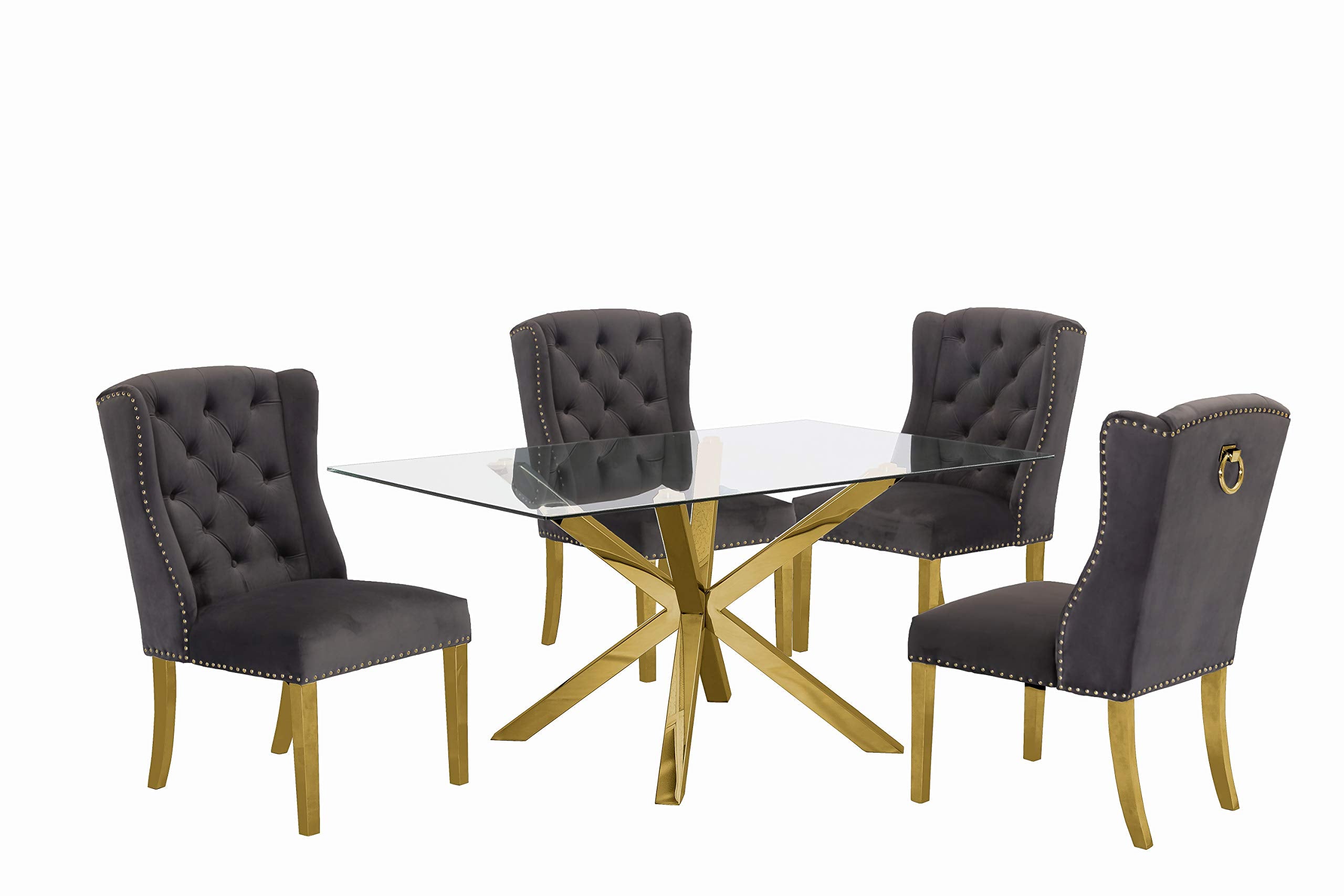 Furniture D61-4Sc120 Dining Set, Gray